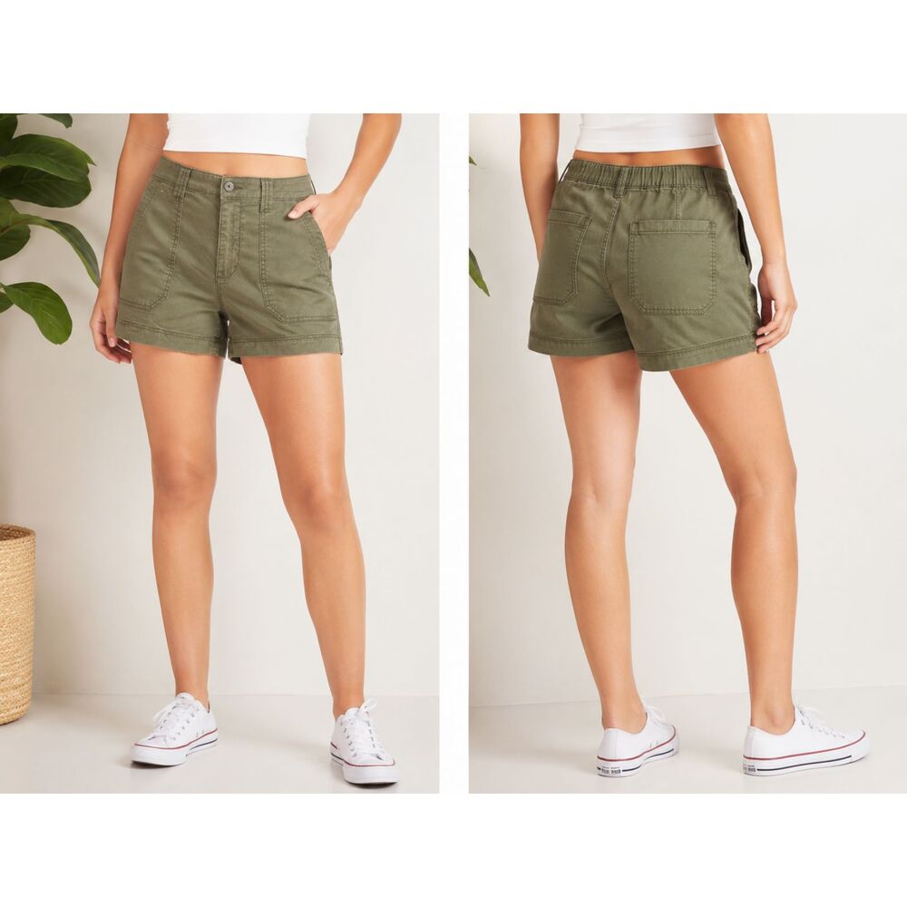 Old Navy OGC High Rise Utility Chino Shorts Olive Green 3.5" Size S